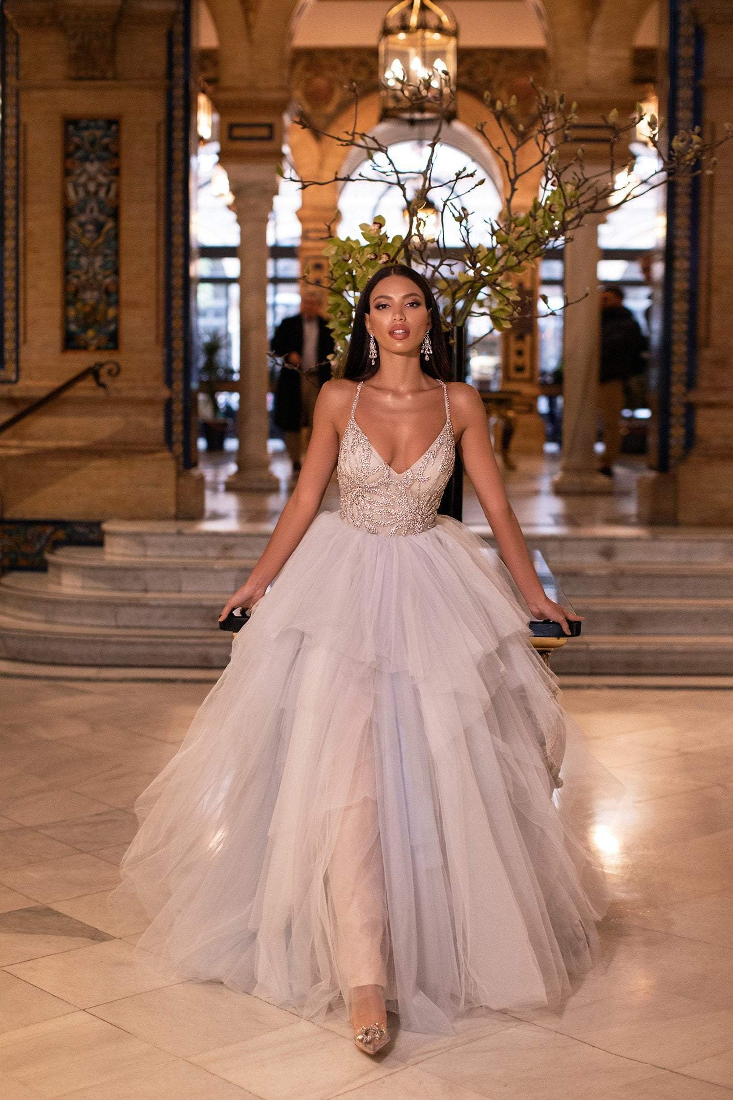 Valeriya Beaded Tulle Gown