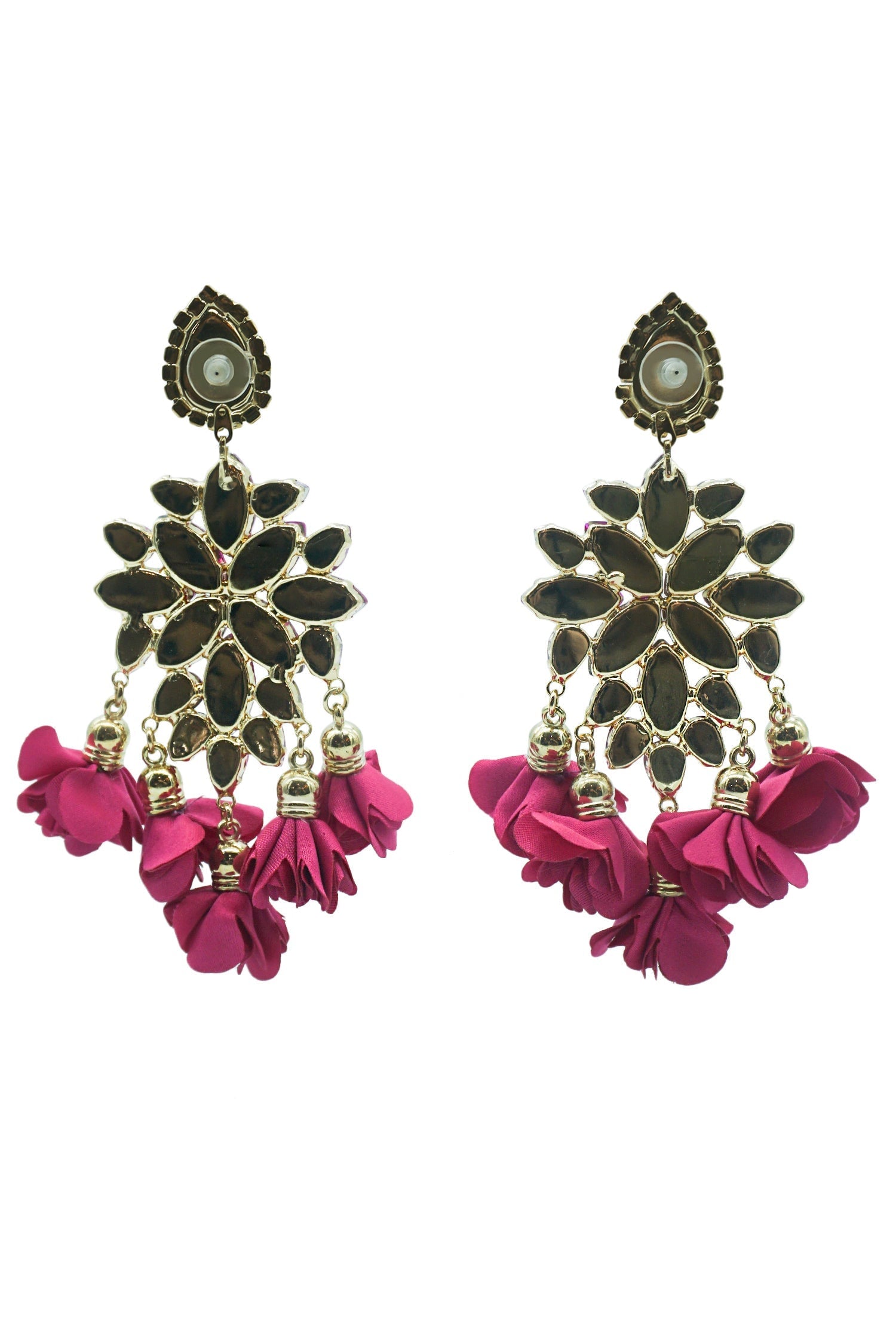 Cecily Fuchsia Flower Drop Earrings