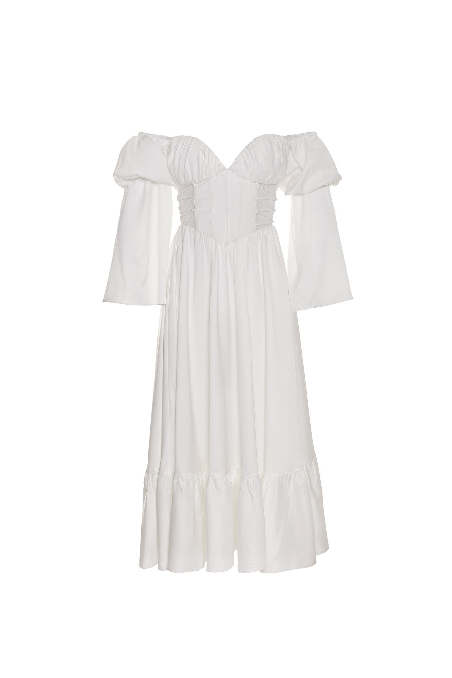 Adena White Satin Midi with Sheer Sides | Afterpay | Zip Pay | Sezzle