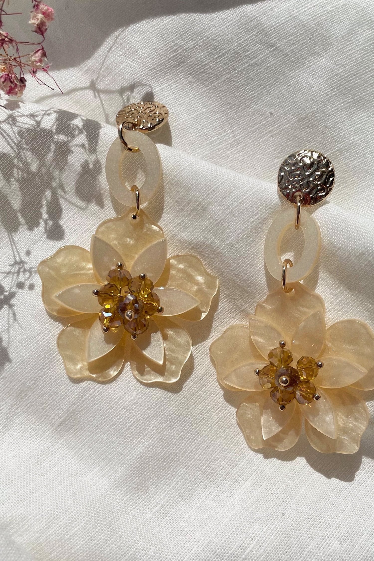 Petra Ivory Flower Drop Earrings