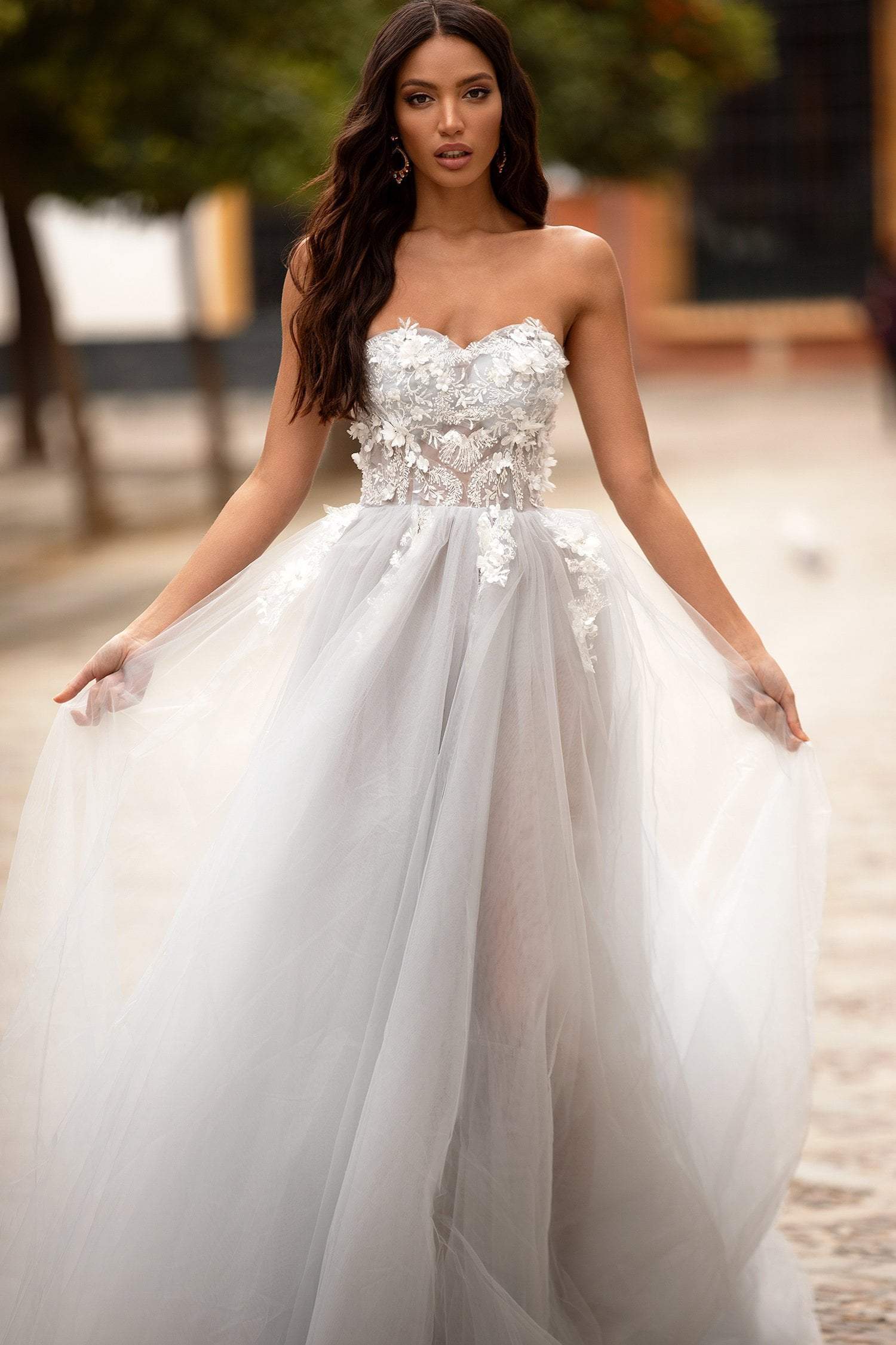 Laurensa Beaded Tulle Gown