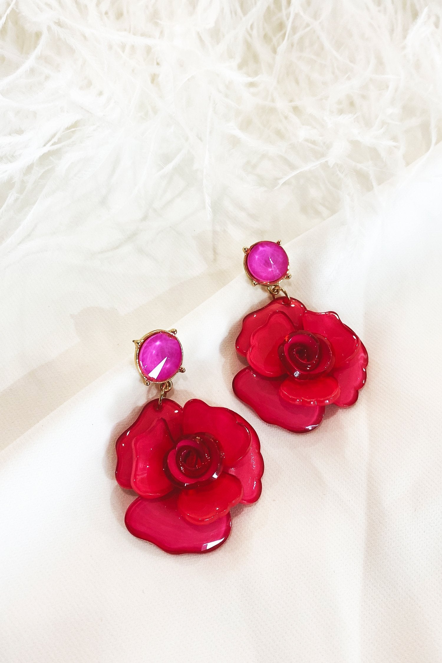 Camilla Pink Acrylic Flower Earrings