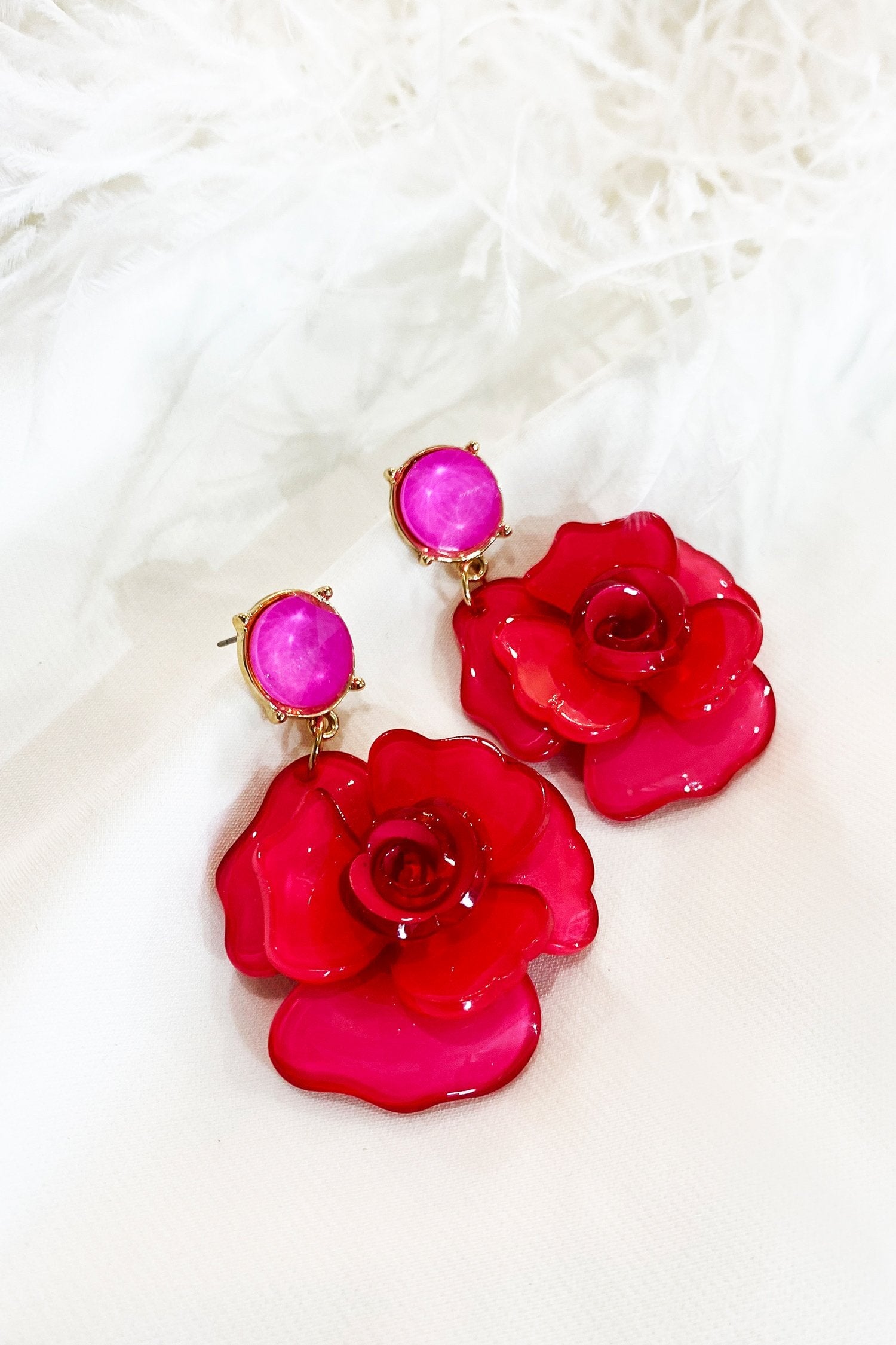 Camilla Pink Acrylic Flower Earrings