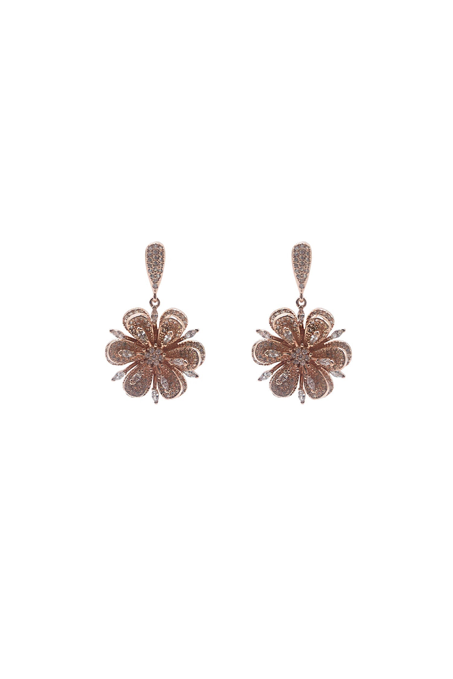 Edaline Rose Gold Flower Earrings