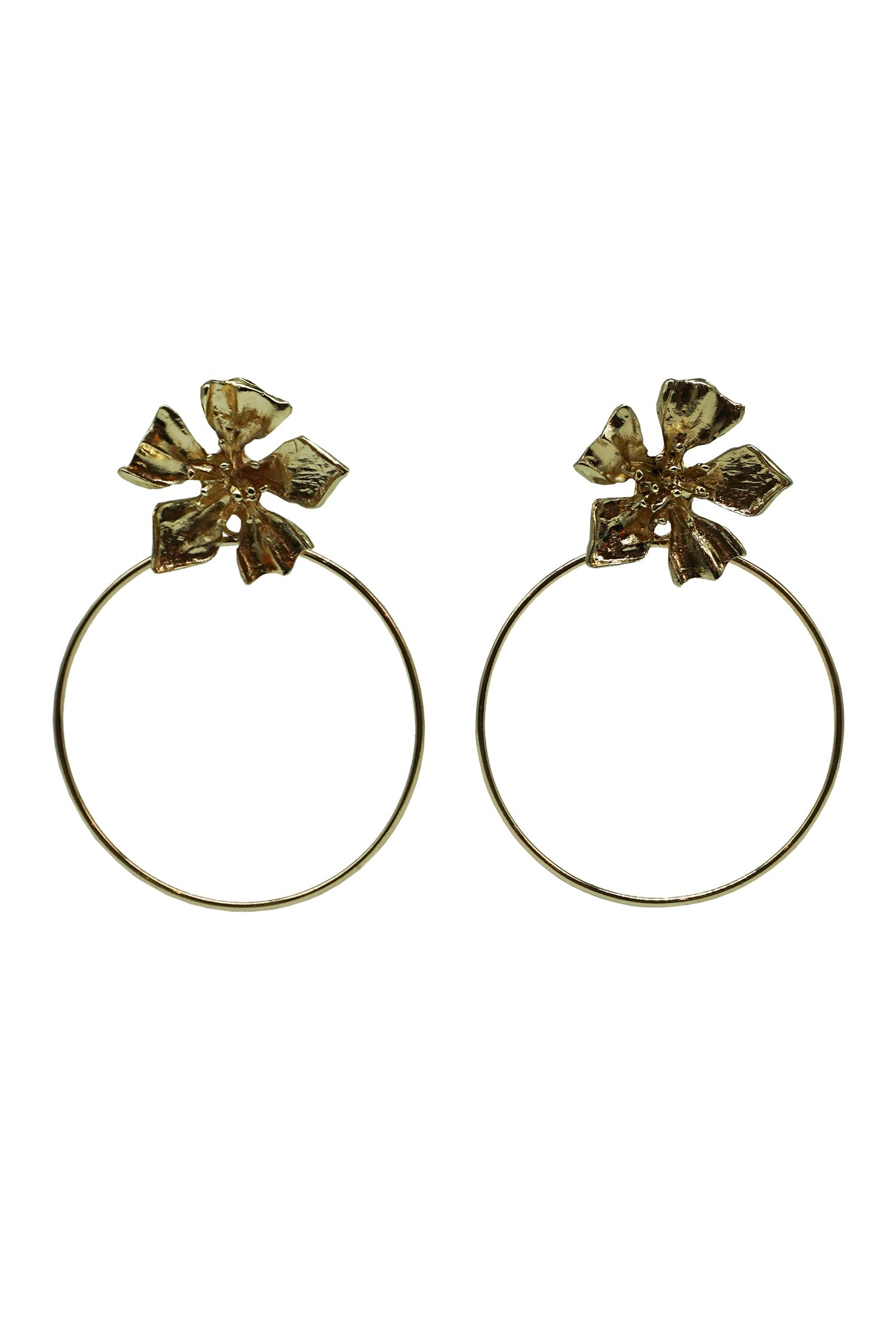 Jocelyn Gold Flower Hoops Earrings