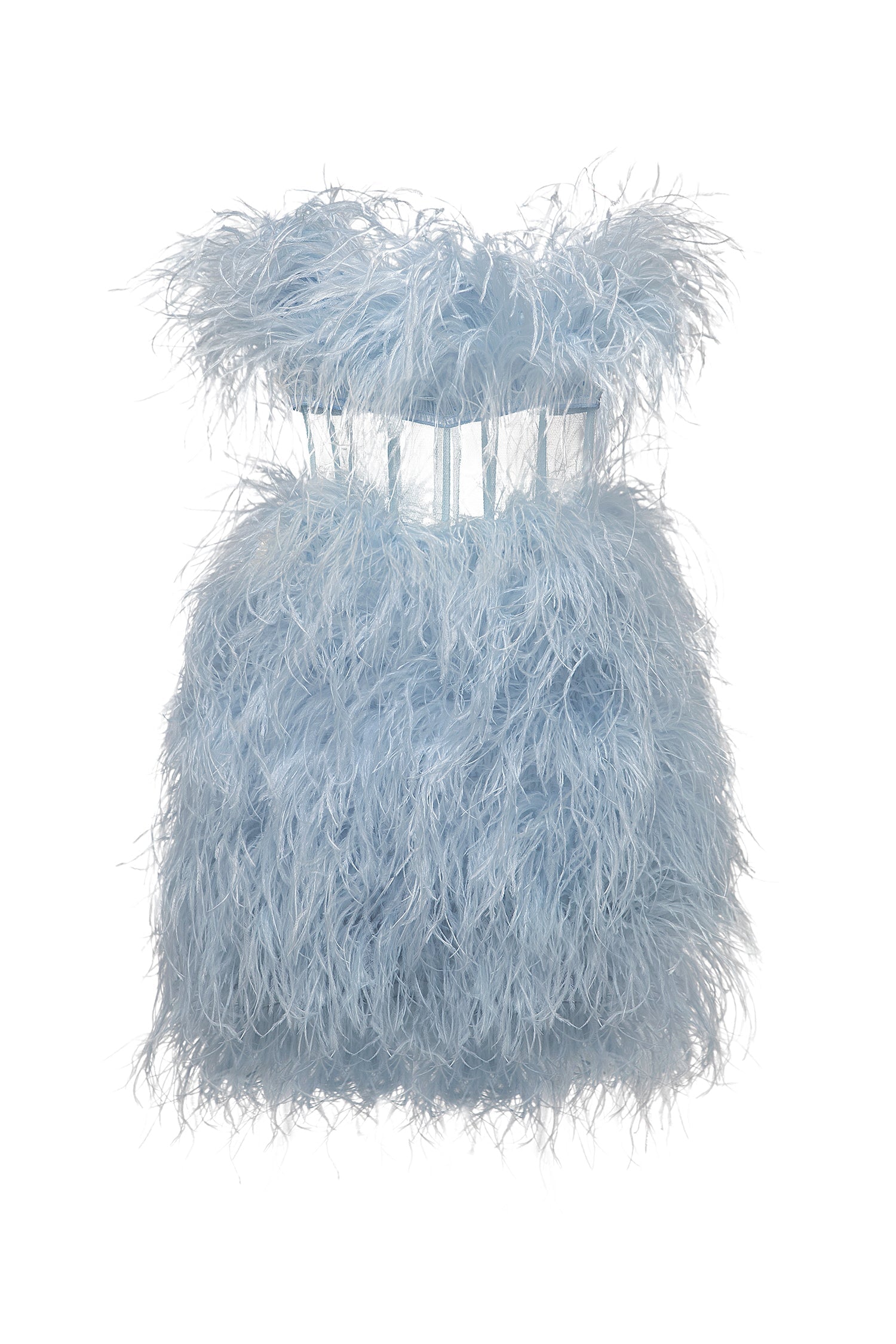 Paige Sky Blue Feather Mini Dress | Afterpay | Zip Pay | Sezzle