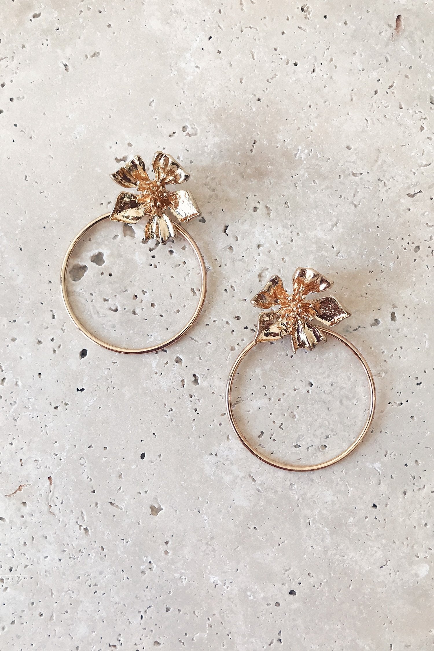 Jocelyn Gold Flower Hoops Earrings