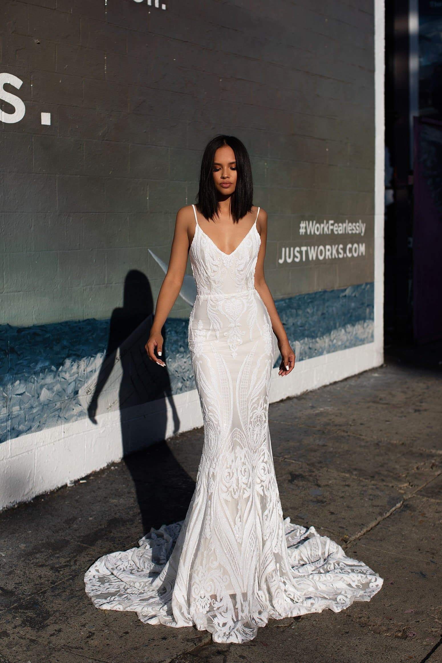 Janice Sequins Gown - White