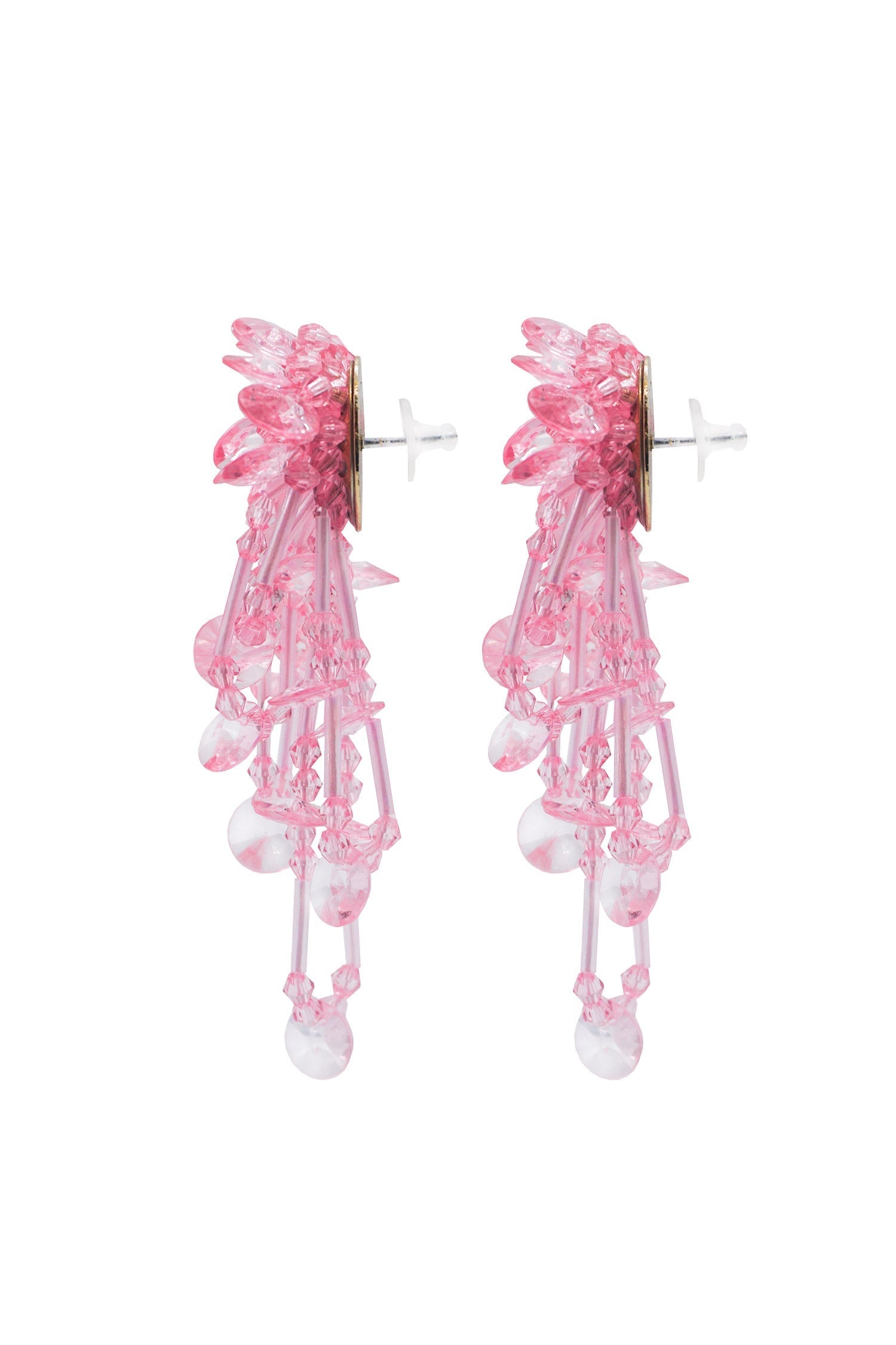 Helene Pink Flower Drop Earrings