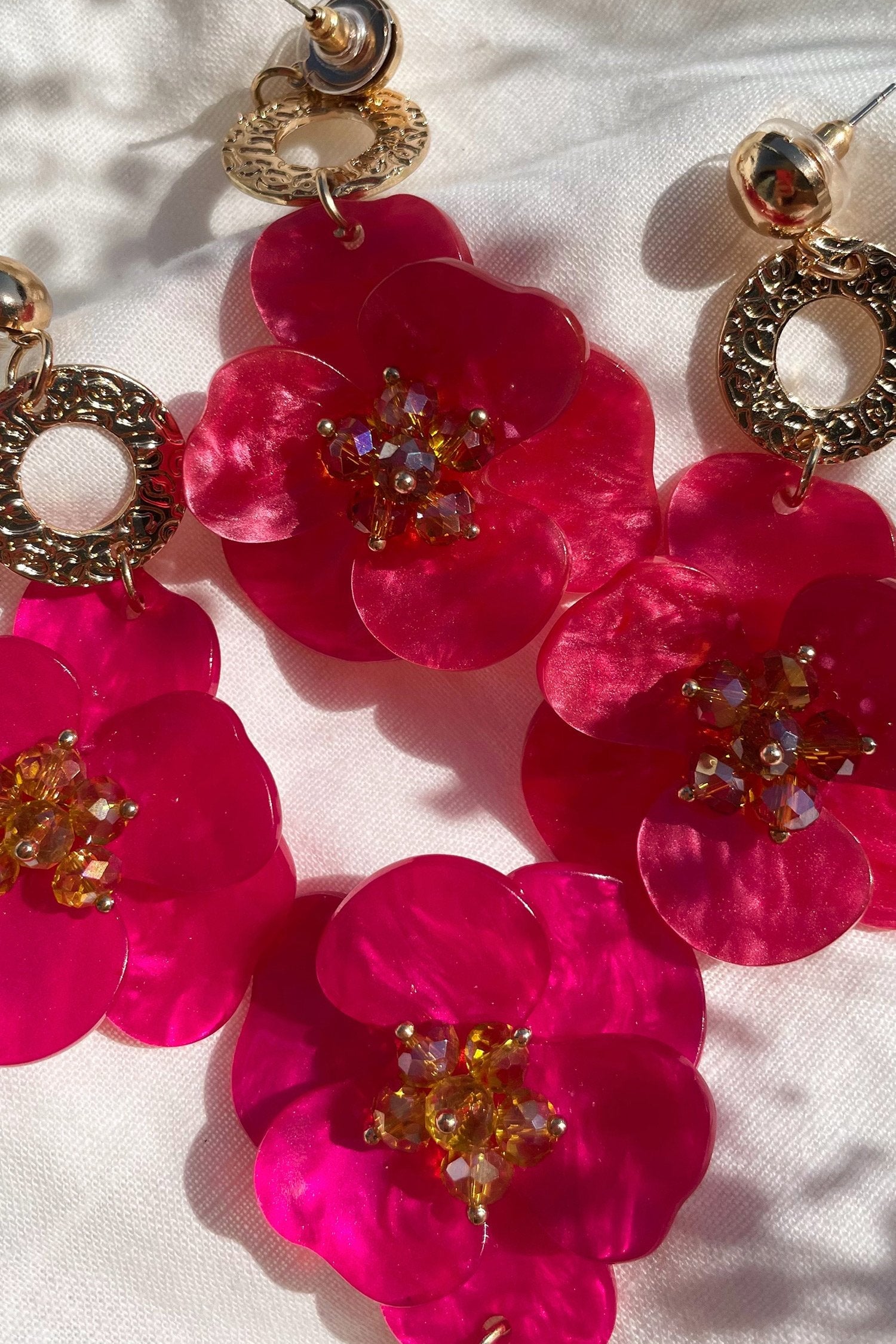 Petra Magenta Flower Drop Earrings