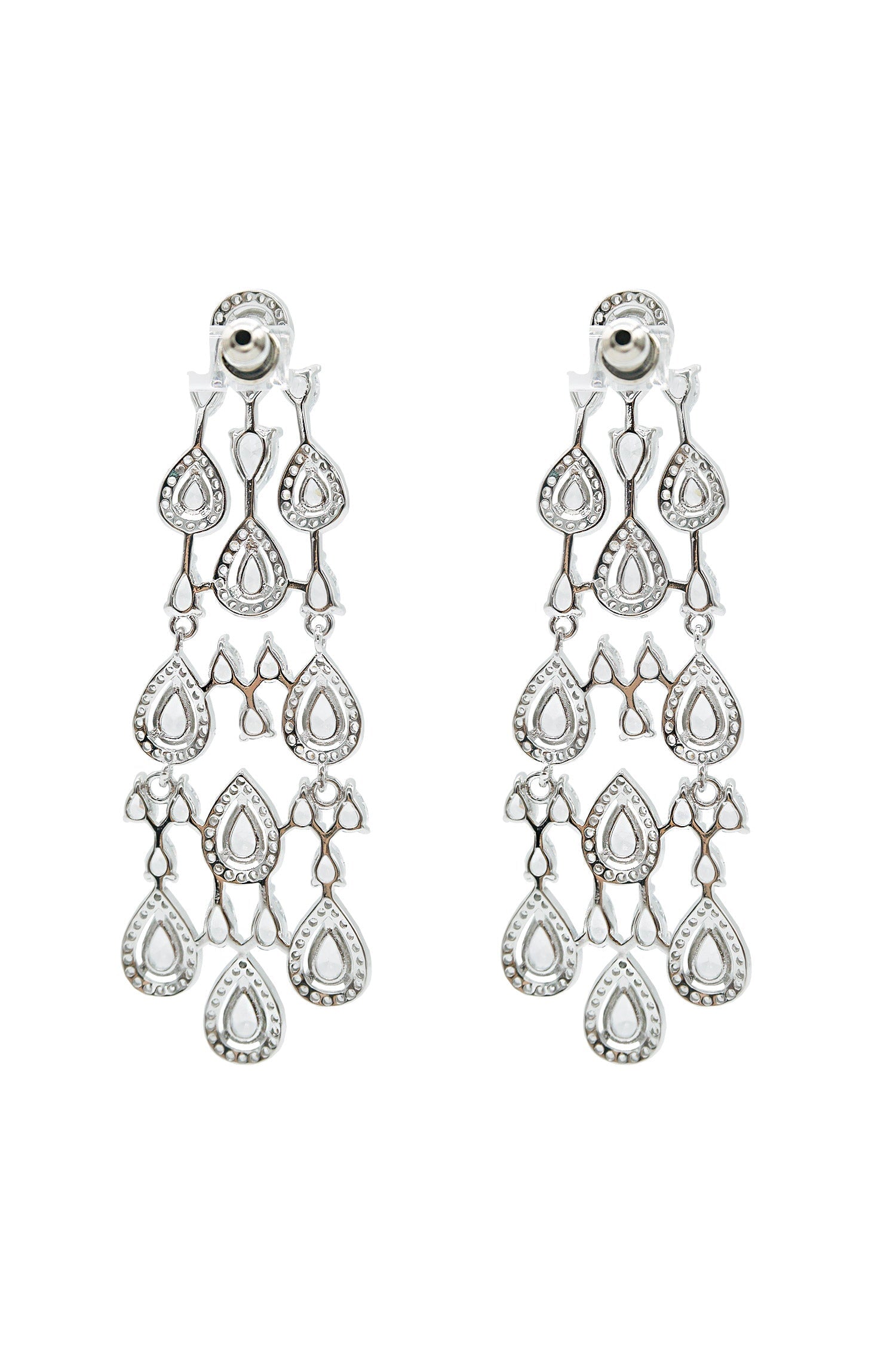 Corrine Silver Embellished Drop Earrings