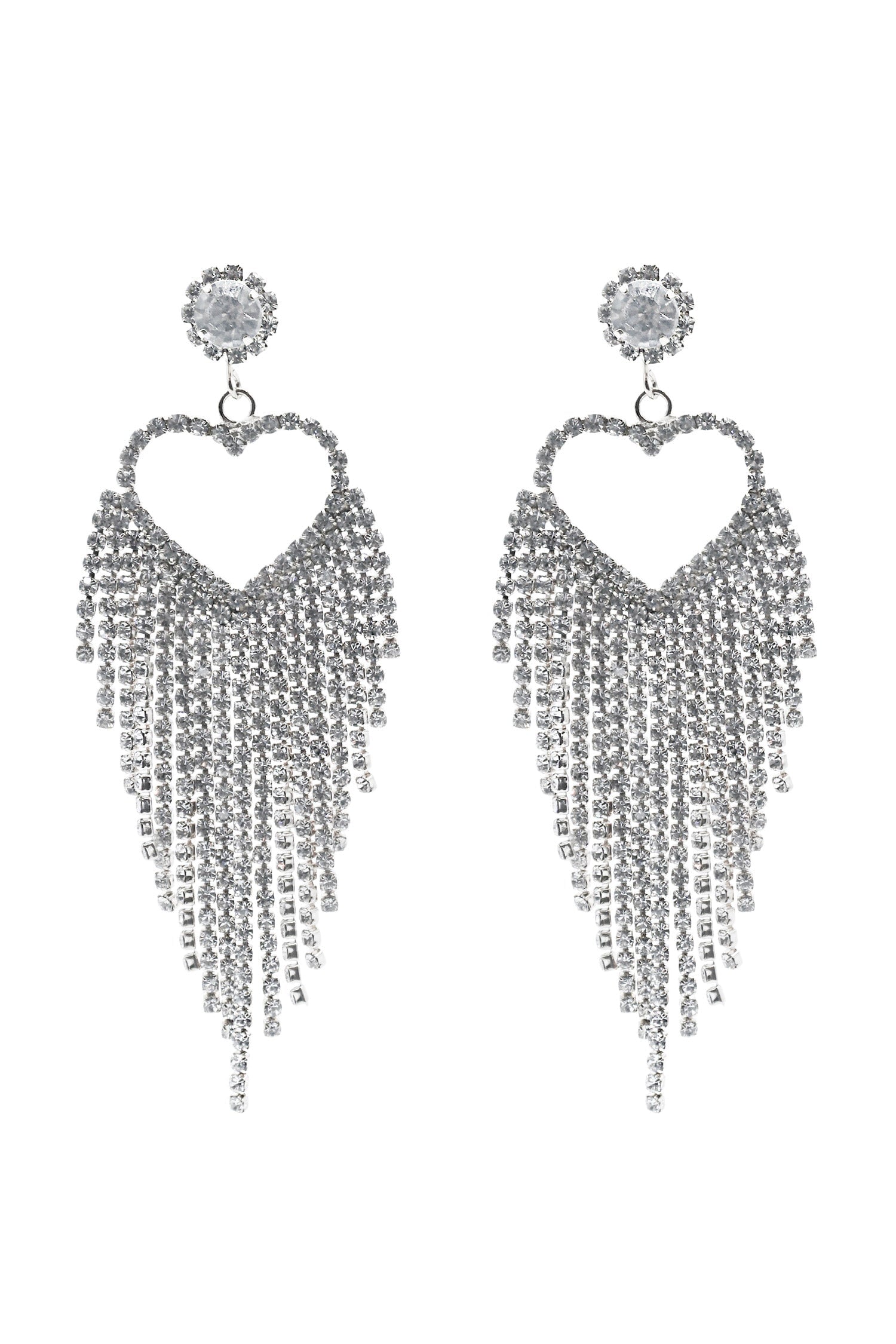 Latika Silver Heart Drop Earrings