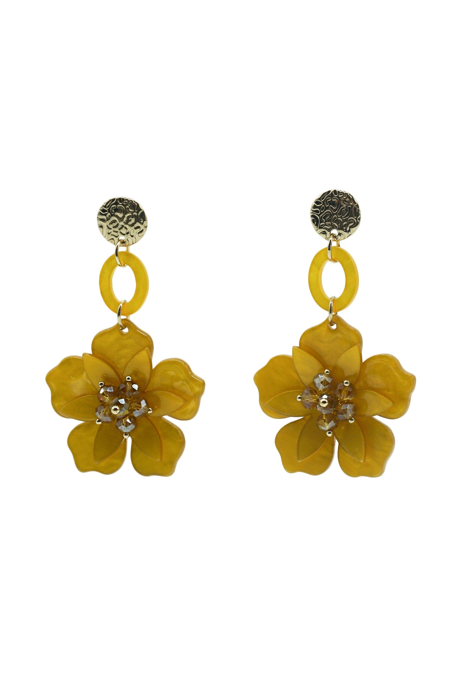 Petra Mustard Flower Drop Earrings