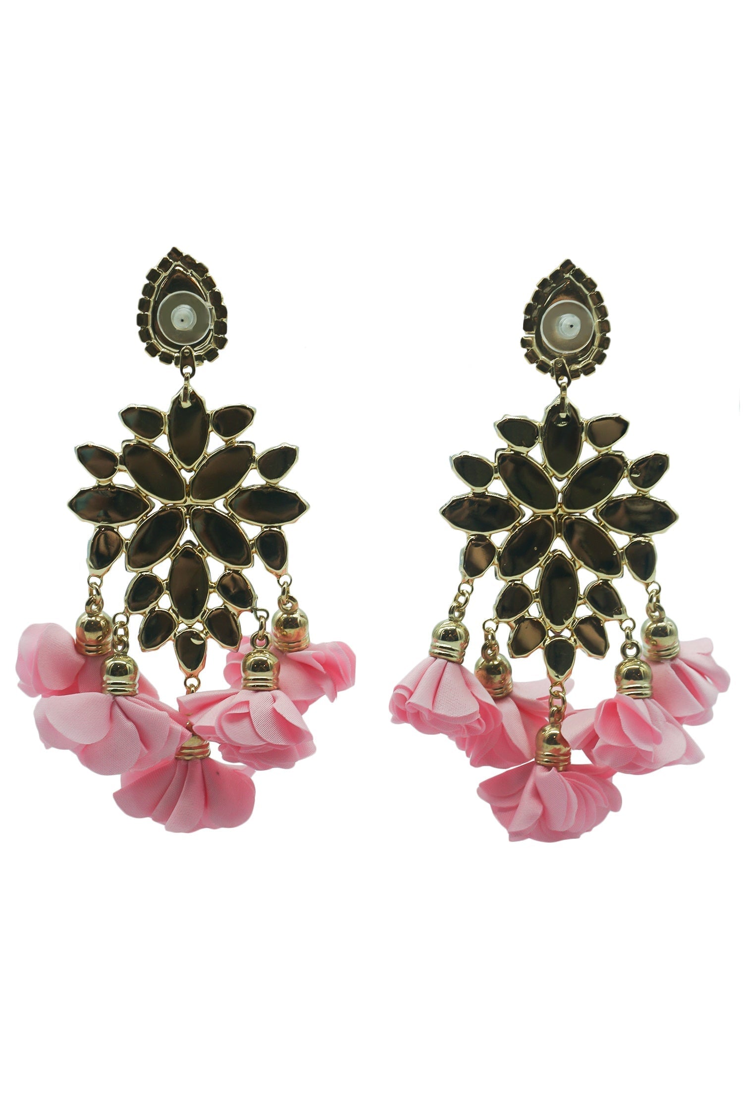 Cecily Pink Flower Drop Earrings