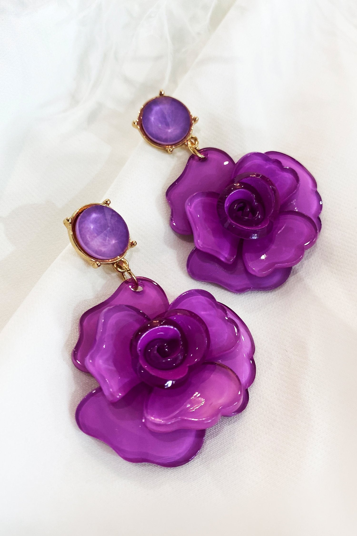 Camilla Violet Acrylic Flower Earrings