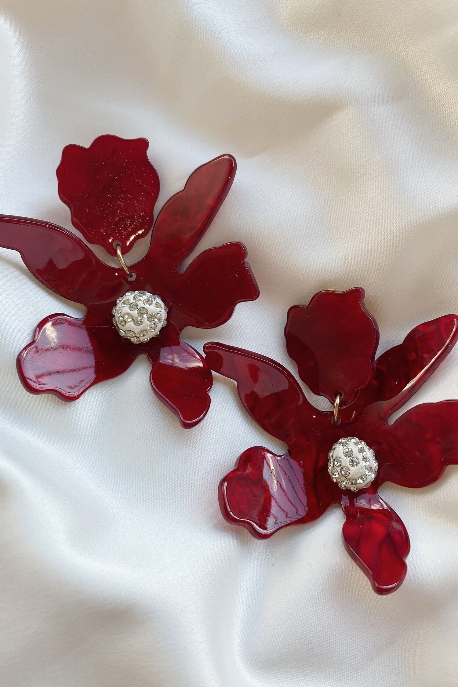 Luna Burgundy Flower Earrings