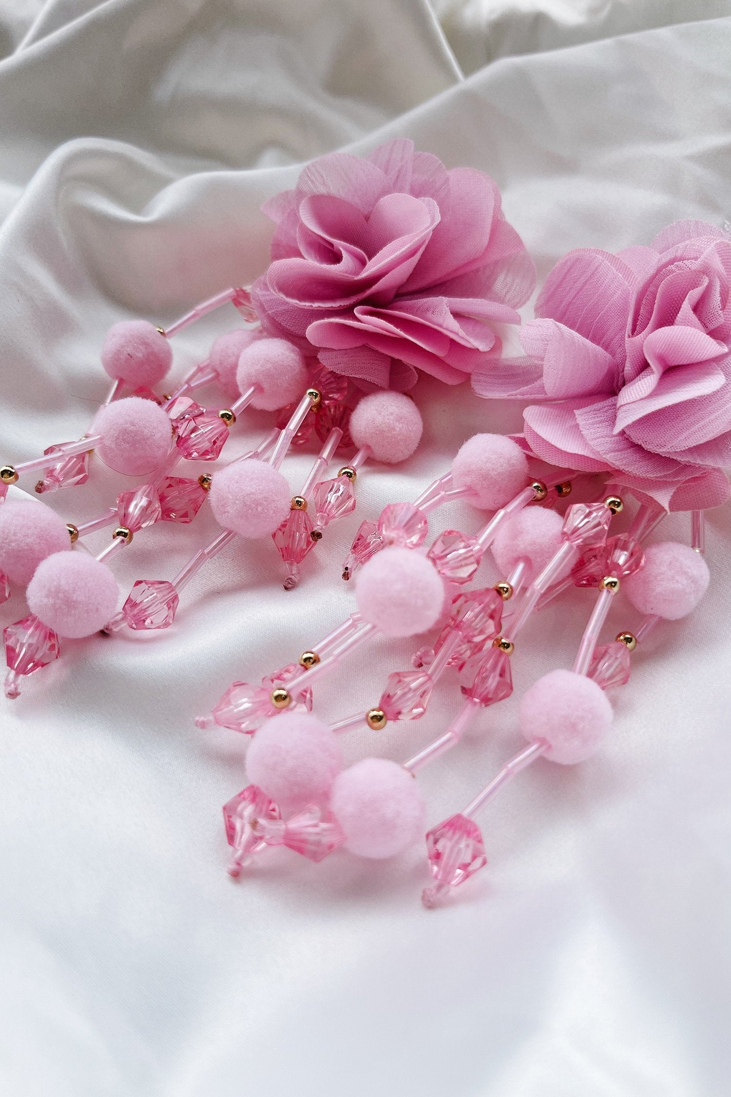 Shailee Pink Flower Drop Earrings