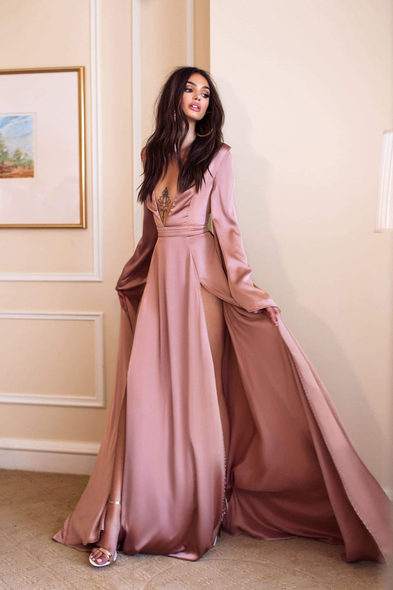 rose gold dress satin