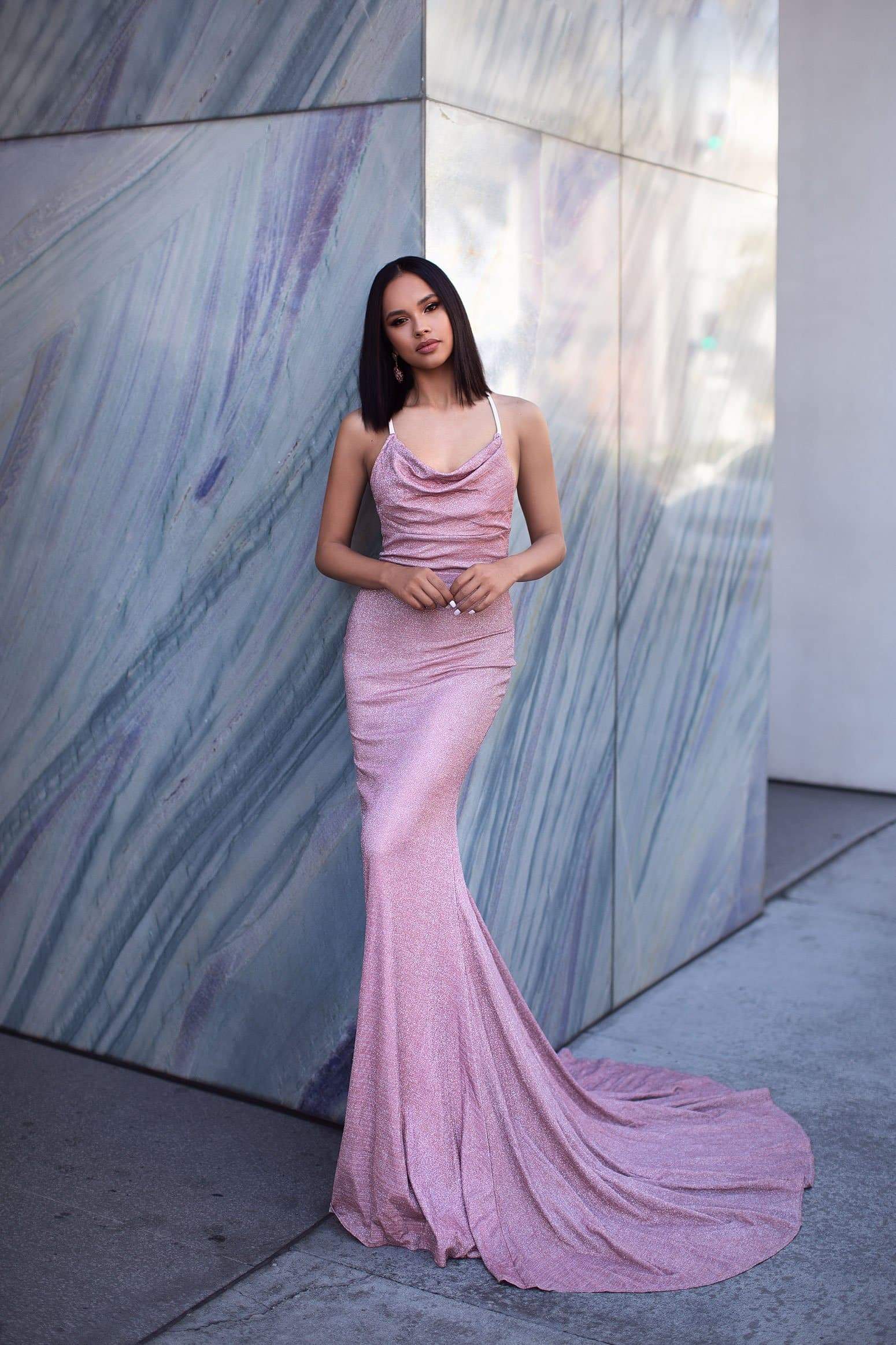 Tanisha Lurex Gown - Dusty Pink