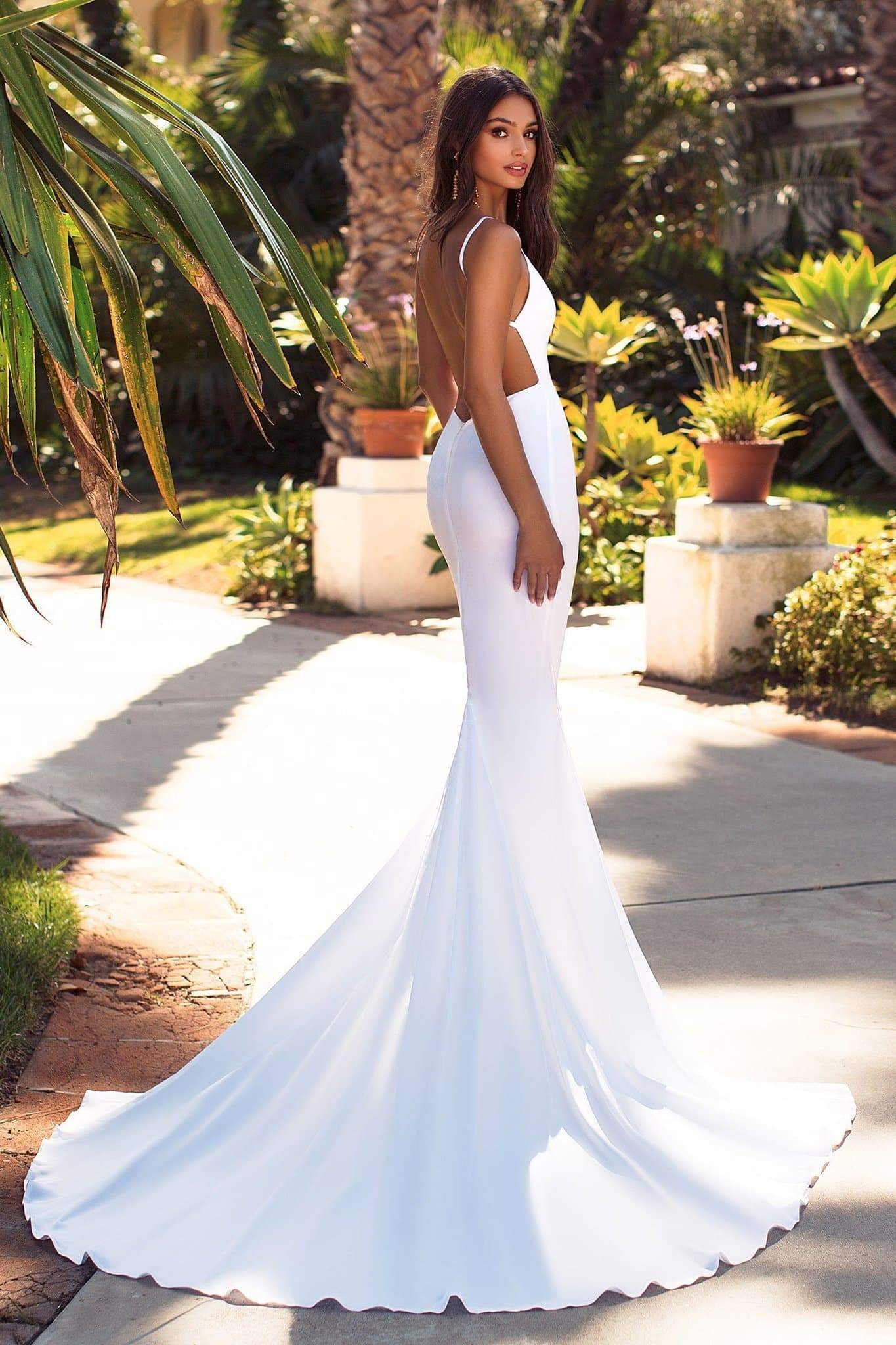 white satin mermaid gown