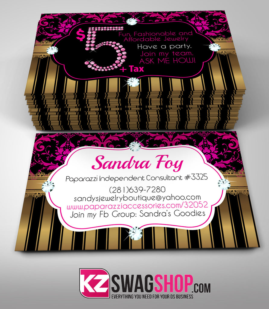 $5 Bling Jewelry Business Cards Style 7 - KZ Swag Shop