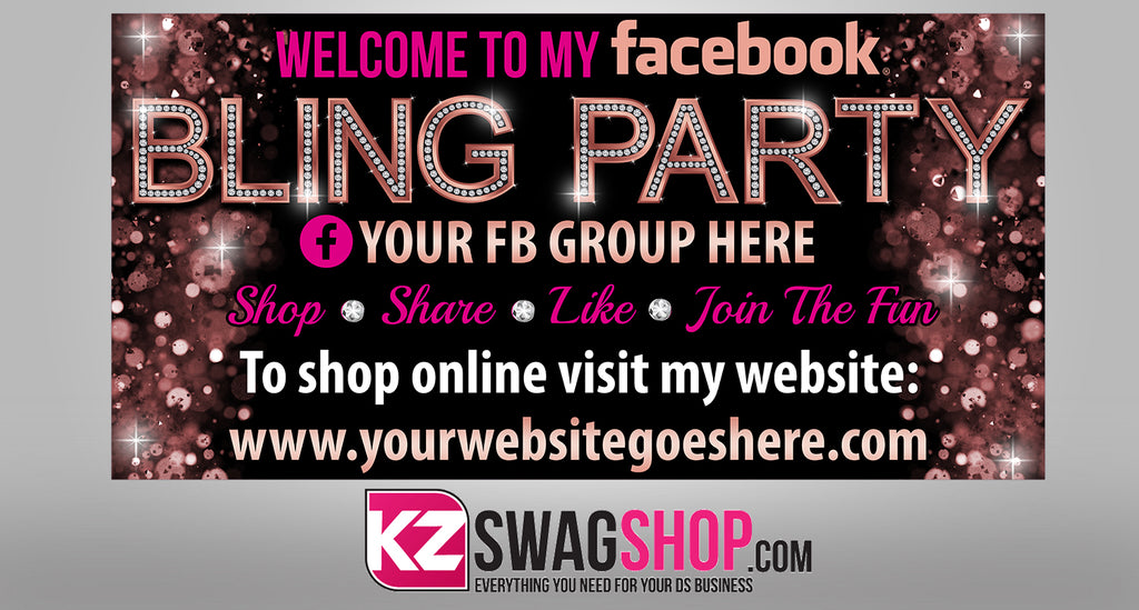 Bling Party 4x2 Facebook Party Horizontal Vinyl Banner Rosegold Kz Swag Shop