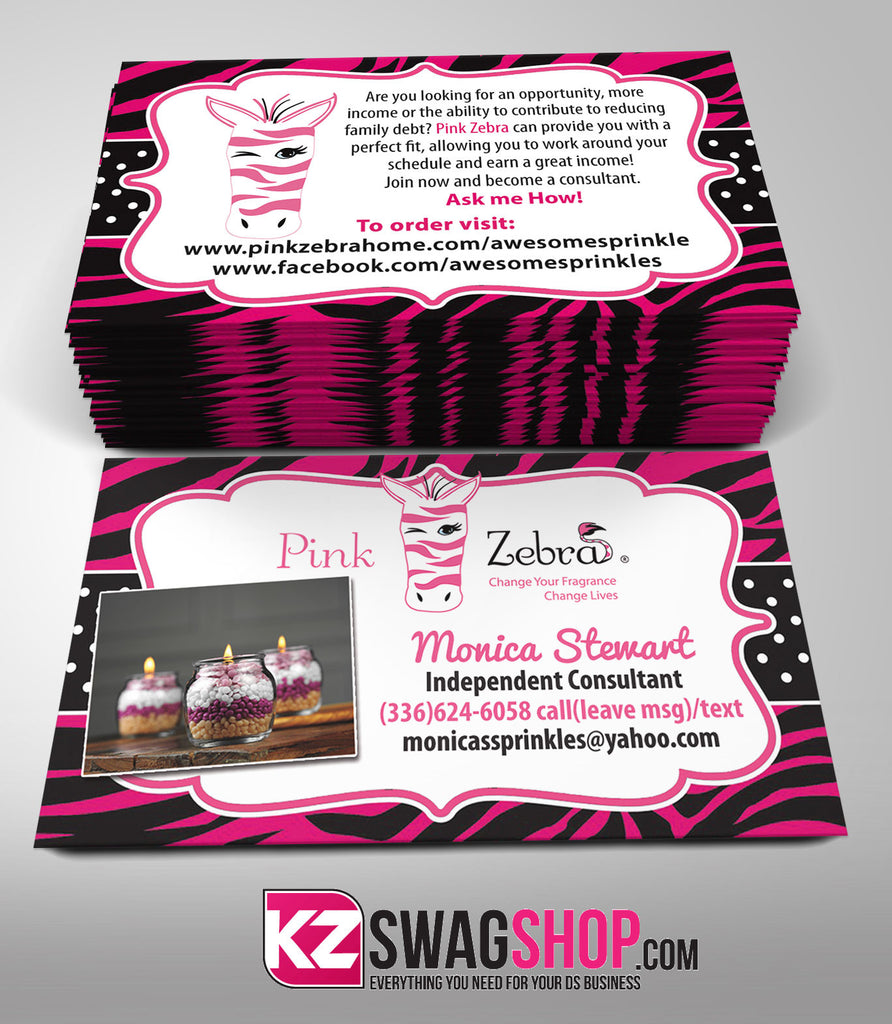 Pink Zebra Business Cards Style 2 - KZ Swag Shop