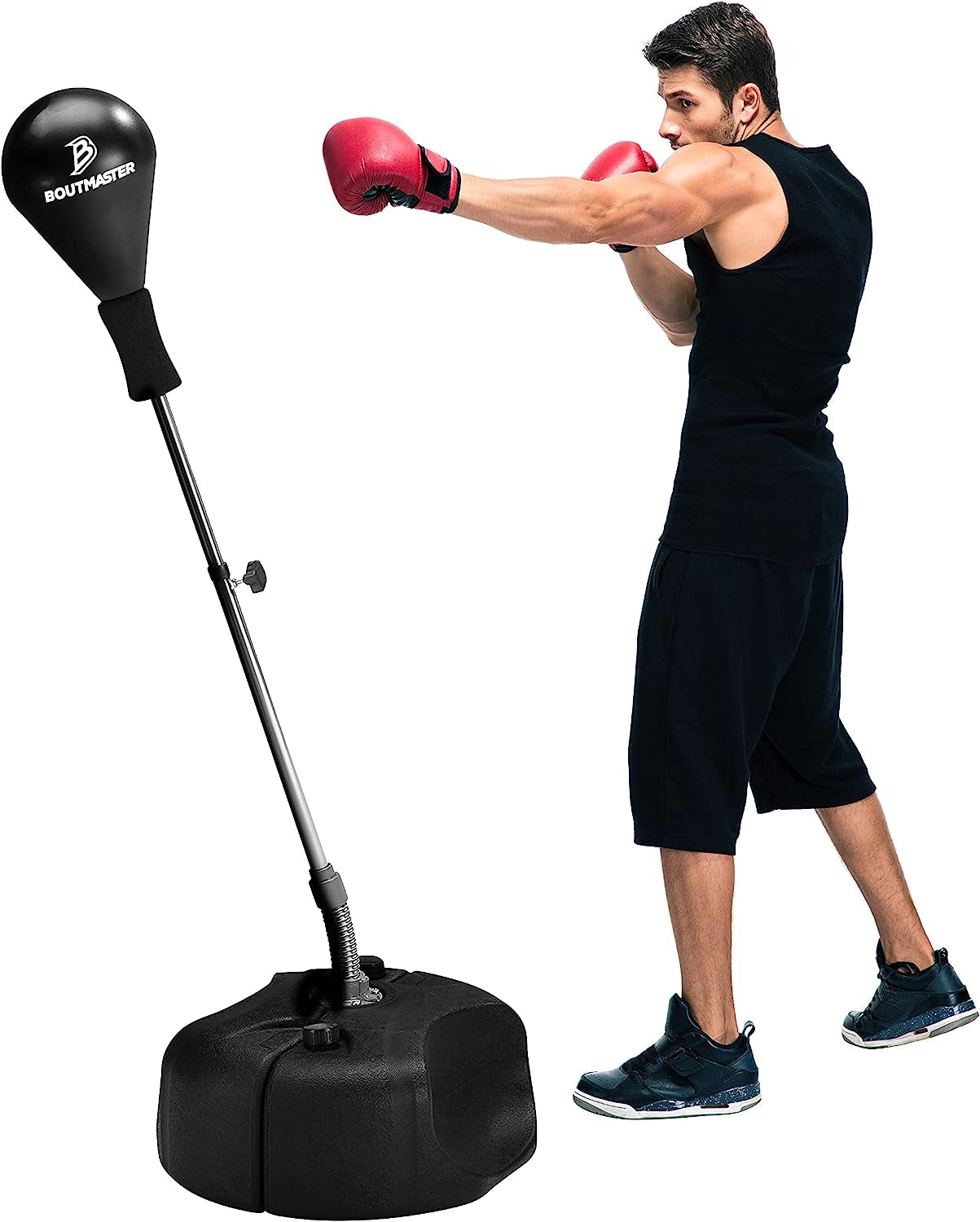  Adjustable Height Punching Bags Speed Ball with Swing Arm for  Stress Release, Training Equipment for Stress Relief & Fitness, Heavy Free  Standing Boxing Speed Punching Bag (Color : Black) 