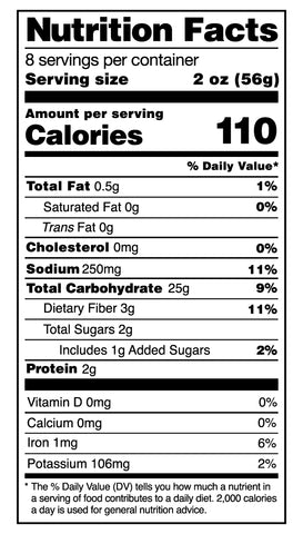 Cinnamon Raisin Nutrition Panel