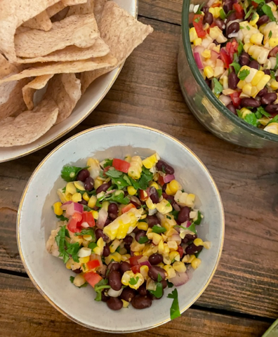 Corn and Black Bean Salsa with Siete Chips