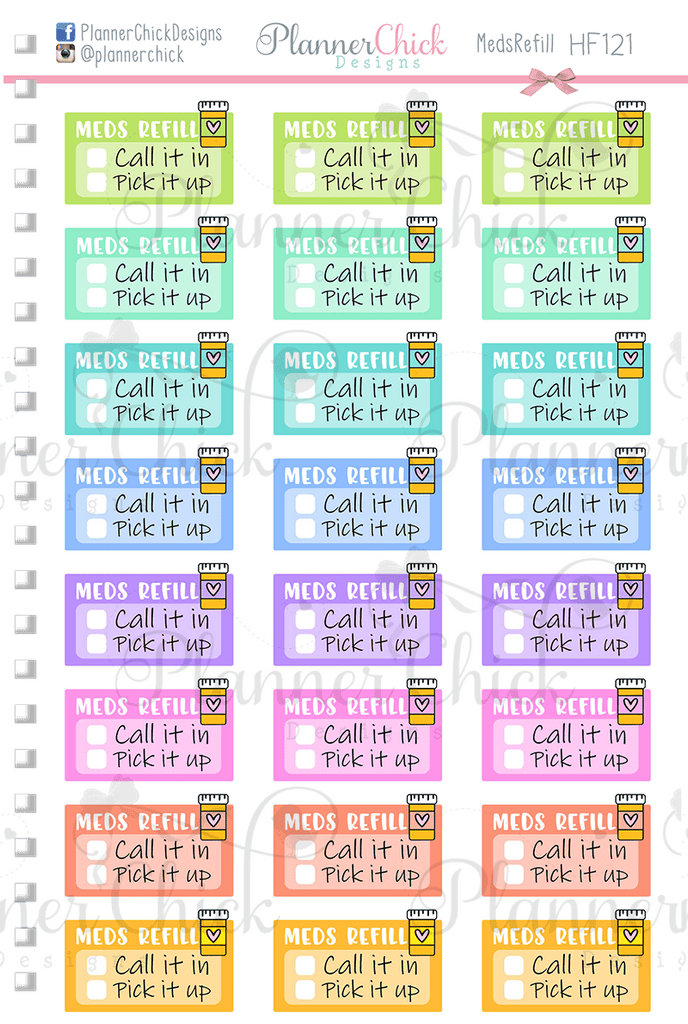 Medication Refill Reminders – PlannerChickDesigns