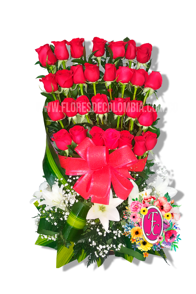 Diseño ARMENIA con rosas y azucenas • Flores de Colombia