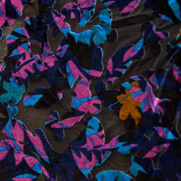 Sage/Fuchsia Burnout Velvet Fabric - 100% silk