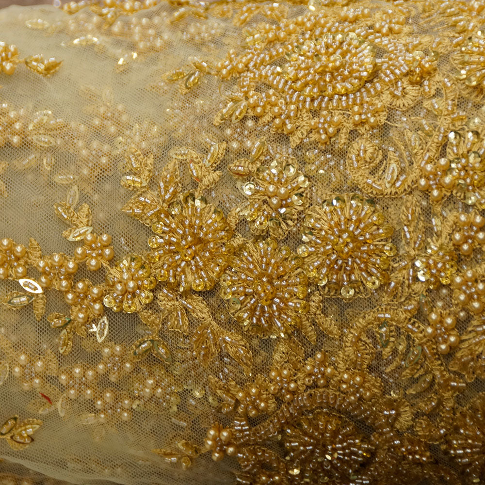 gold beaded fabric