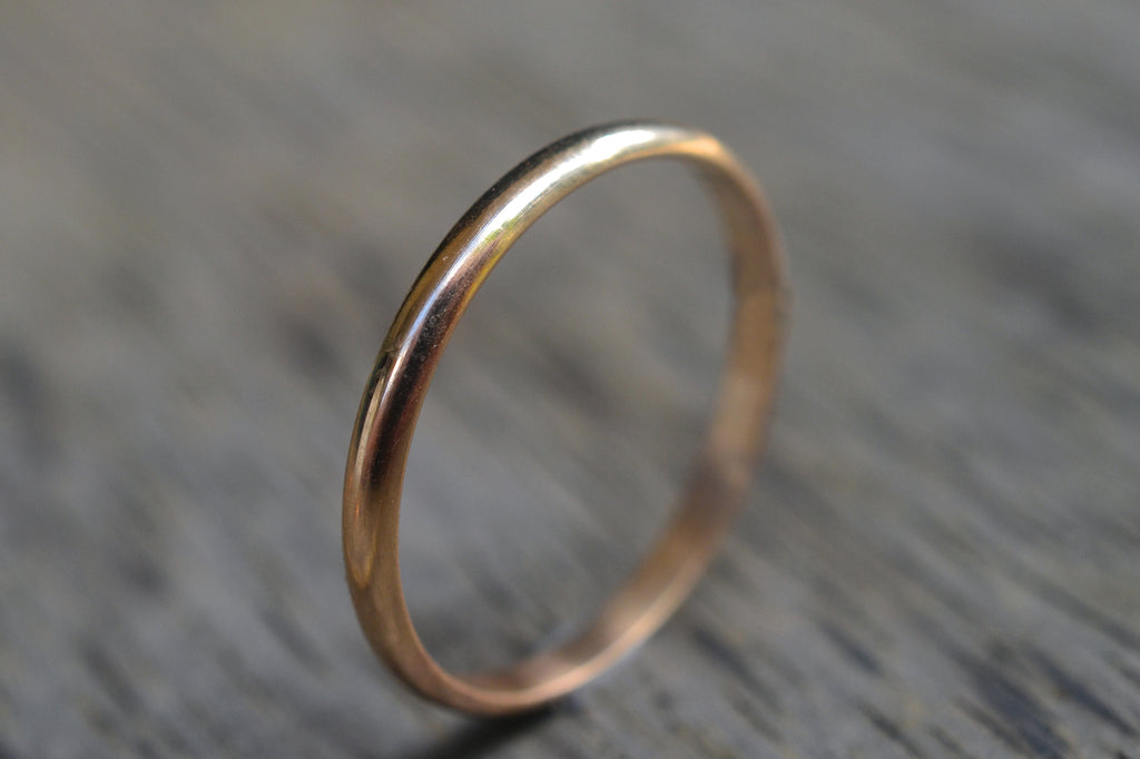 Women's Wedding Band, Narrow 2mm 14K 