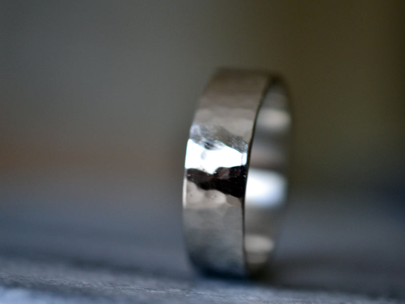 Personalised Recycled 14ct White Gold Wedding Band for Men 
