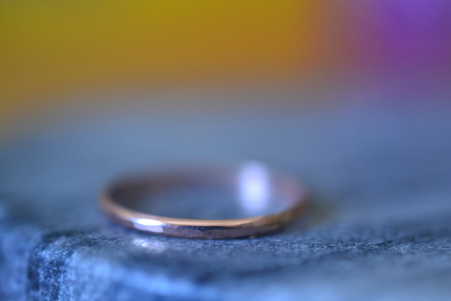 Simple 10ct Rose Gold Thread Ring With Hammered Finish