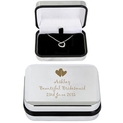 Heart necklace and personalised box bridesmaid grande