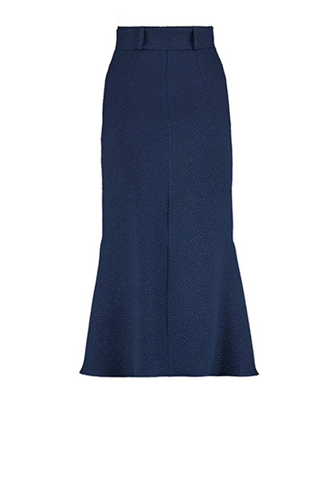 Edeline Lee - Invert Skirt Navy Flou Bubble Jacquard with Ivory Trimmed ...