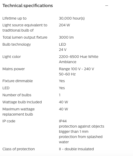 Technical Spec - Phillips Hue Mirror Light - NZ - LED RCM - Bathroom - Light
