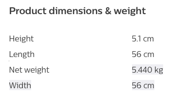 Product Dimensions