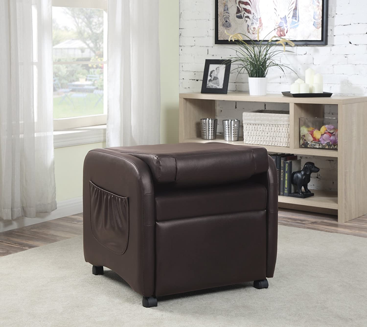 faux leather folding recliner chair