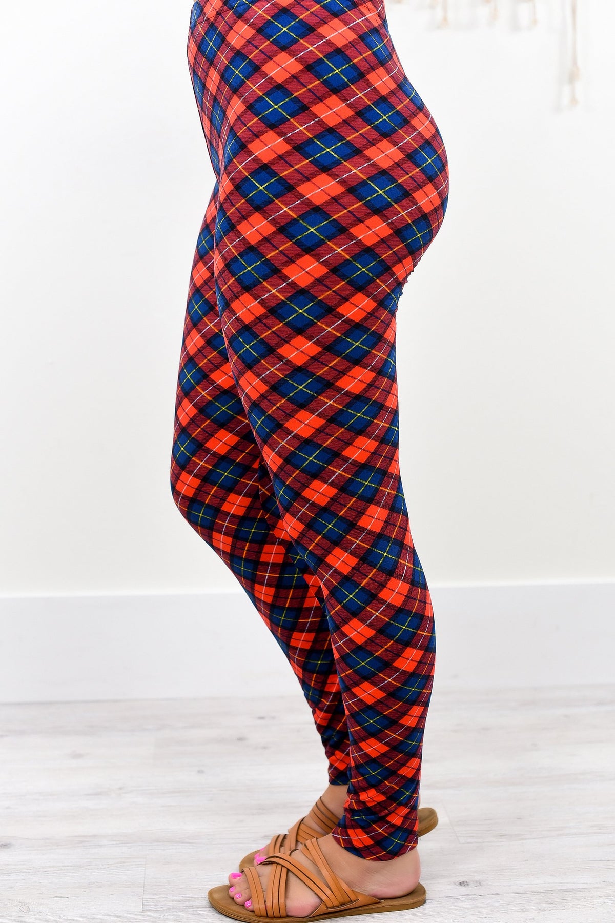 Orange You Plaid Printed Leggings