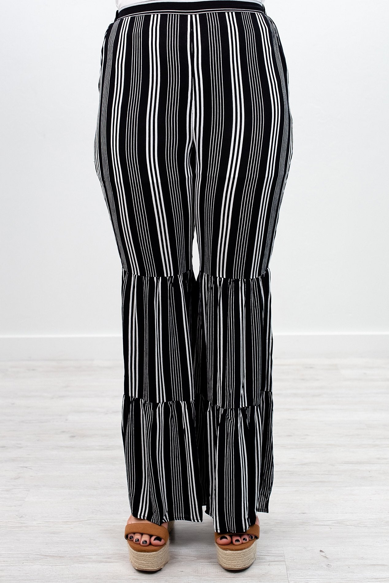 striped flare pants