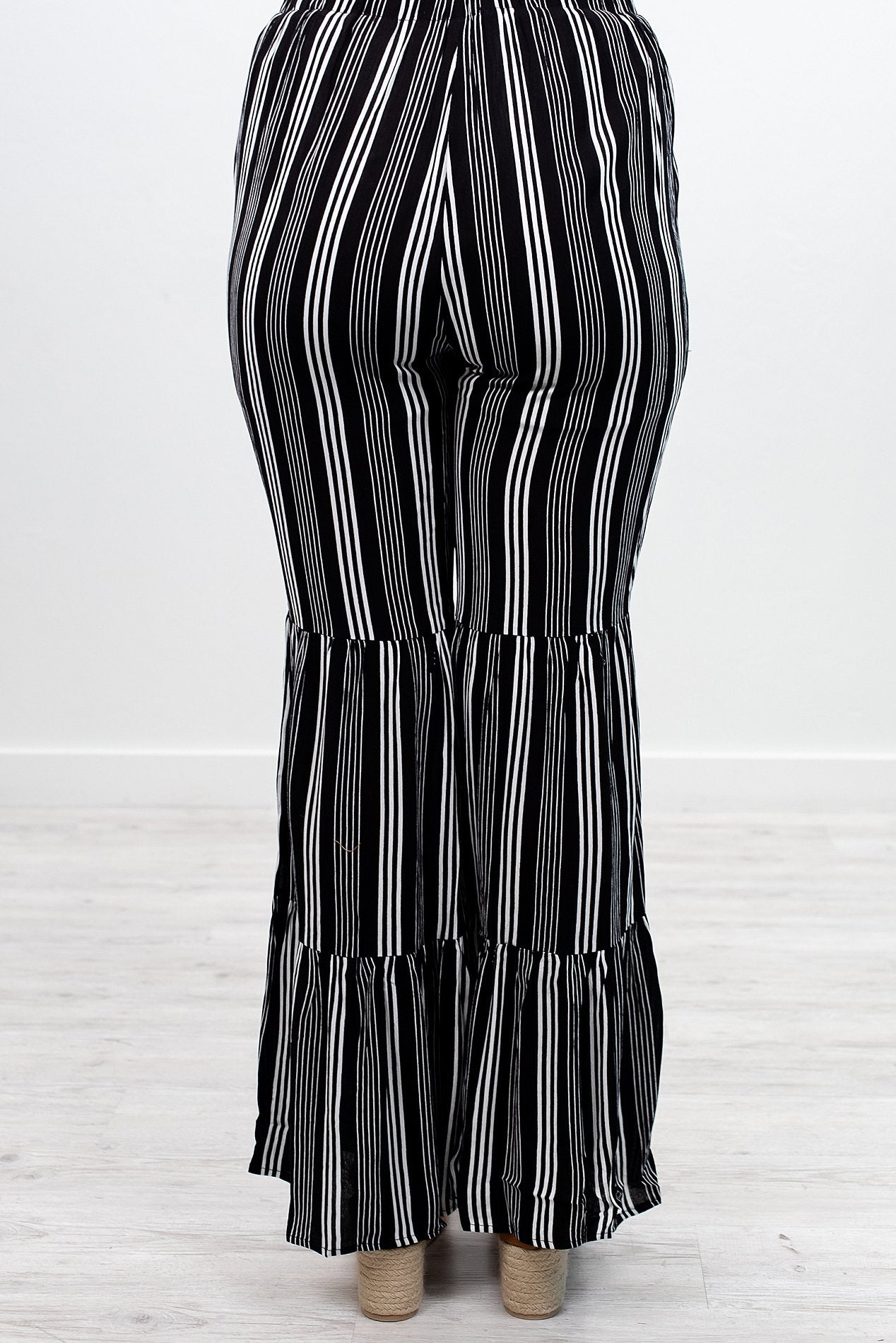 black striped flare pants