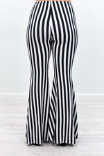 black and white striped bell bottoms