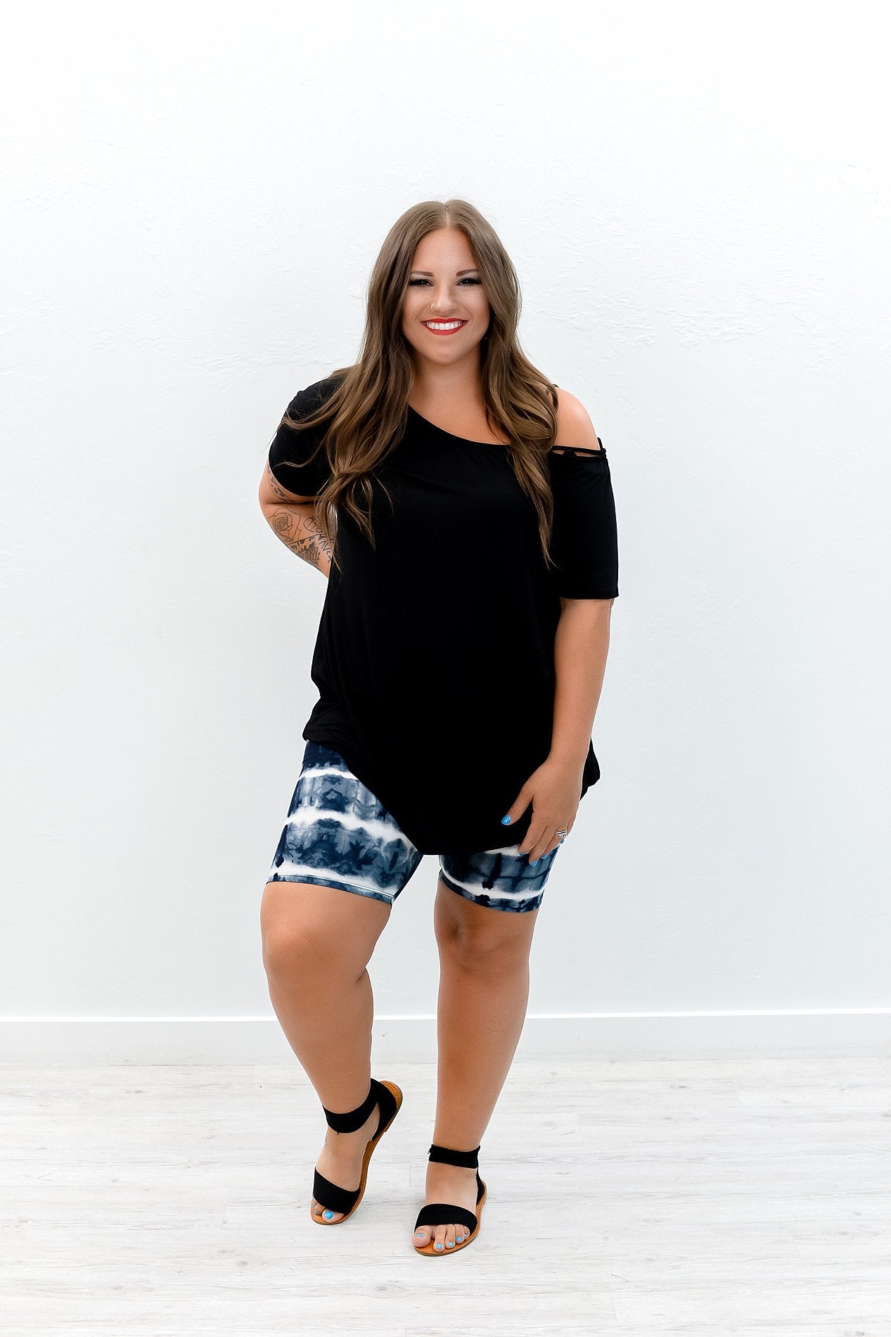 black and white tie dye biker shorts