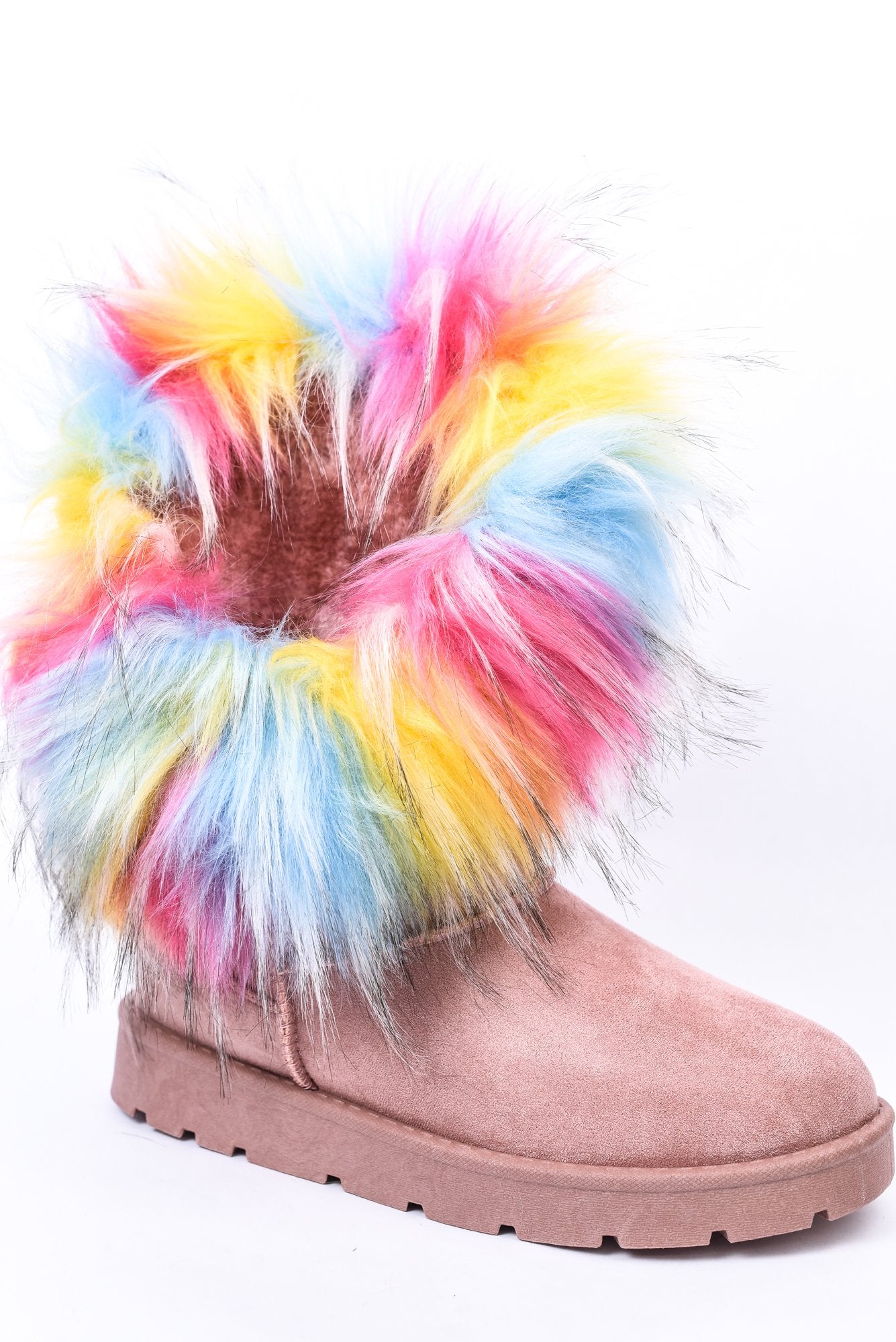 multi color fur boots