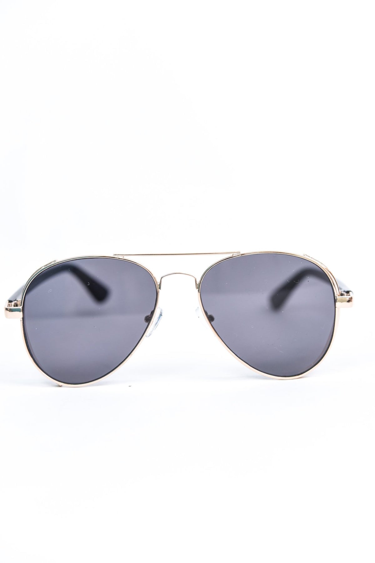 Gold Glitter Frame/Black Lens Aviator Sunglasses - SGL286GO - FREE hard case