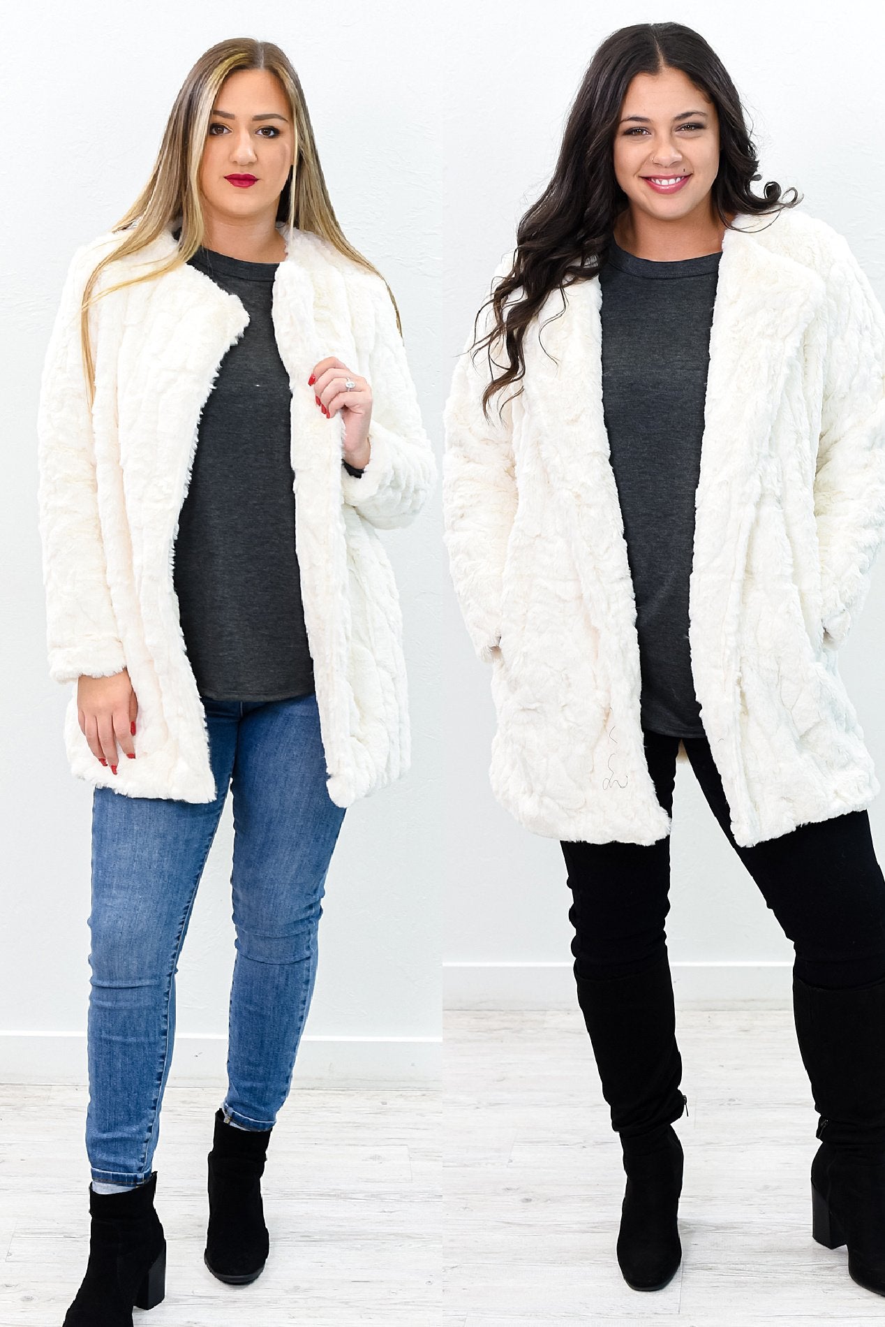 cream faux fur jacket